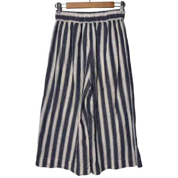 MADEWELL Pants Woman's XXS Huston Pull-On Crops in Stripe Transatlantic blue - Picture 3 of 16